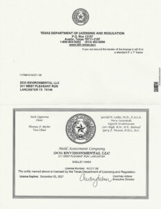Licensed Mold Assessment Company Texas