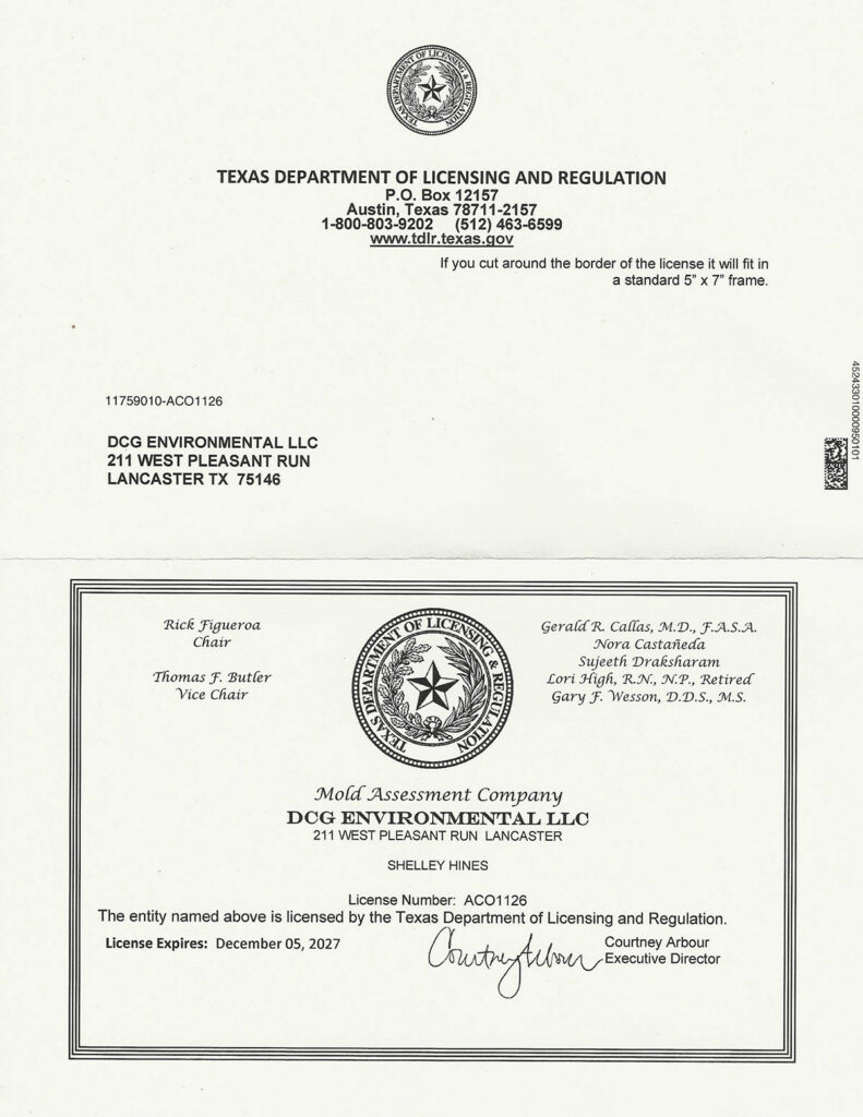 Licensed Mold Assessment Company Texas